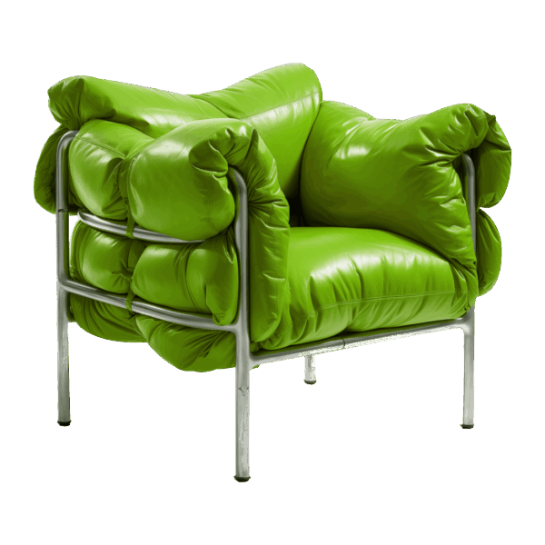 Living Room Accent Chair - Green, Leather
